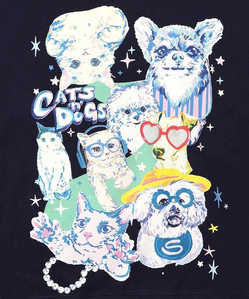 ScoLar(スカラー)の「161617:ラメ入りわんにゃん柄裏毛プルオーバー(Tシャツ/カットソー・レディース・イエロー/ネイビー/オートミール/ピンク・M)」の16枚目の写真