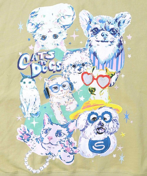 ScoLar(スカラー)の「161617:ラメ入りわんにゃん柄裏毛プルオーバー(Tシャツ/カットソー・レディース・イエロー/ネイビー/オートミール/ピンク・M)」の17枚目の写真