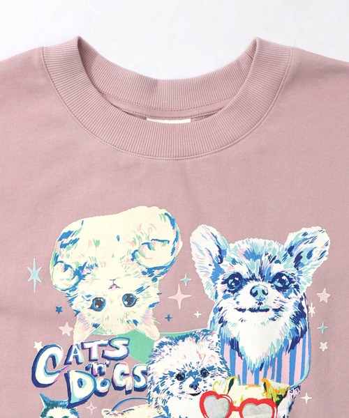 ScoLar(スカラー)の「161617:ラメ入りわんにゃん柄裏毛プルオーバー(Tシャツ/カットソー・レディース・イエロー/ネイビー/オートミール/ピンク・M)」の18枚目の写真