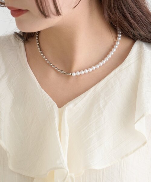 mystic（ミスティック）の「【Lara】パール×ボールネックレス（リング・レディース・シルバー・ONE SIZE）」の2枚目の写真
