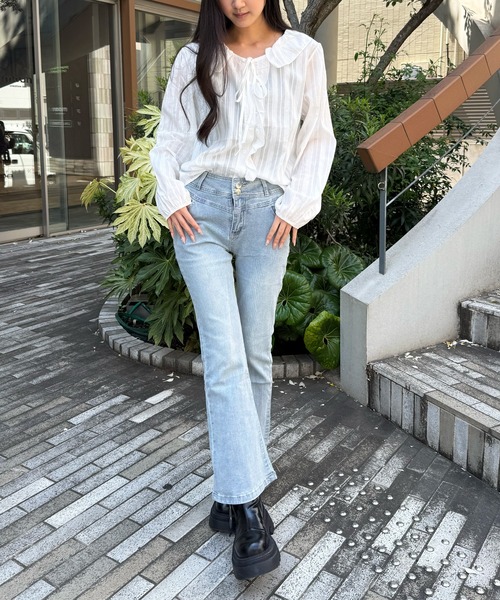Nia(ニア)の「Nia(ニア)/シアーブラウス(シャツ/ブラウス・レディース・ホワイト・MEDIUM/SMALL/LARGE)」の7枚目の写真