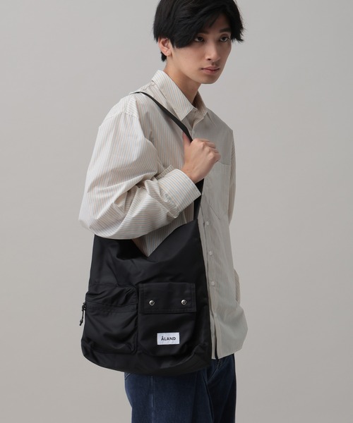ALAND（エーランド）の「ALAND／ダブルポケットショルダーバッグ（ショルダーバッグ・レディース・グレー/ブラック・FREE）」の2枚目の写真