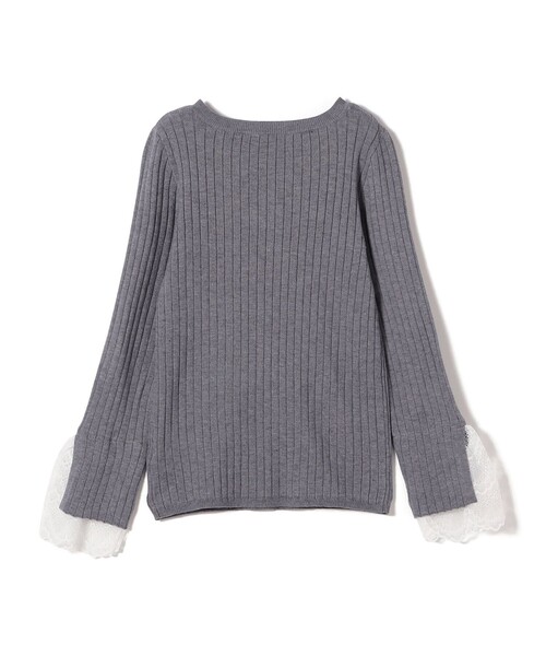 SHIPS Colors(シップス カラーズ)の「SHIPS Colors:〈手洗い可能〉レース カット オフ ワイド リブ ニット(ニット/セーター・レディース・オフホワイト/グレー/ネイビー・ONE SIZE)」の7枚目の写真