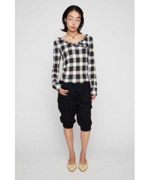 LAGUA GEM(ラグアジェム)の「FRILL COMPACT トップス(Tシャツ/カットソー・レディース・ブラック/ネイビー・FREE)」の6枚目の写真