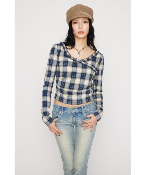 LAGUA GEM(ラグアジェム)の「FRILL COMPACT トップス(Tシャツ/カットソー・レディース・ブラック/ネイビー・FREE)」の9枚目の写真