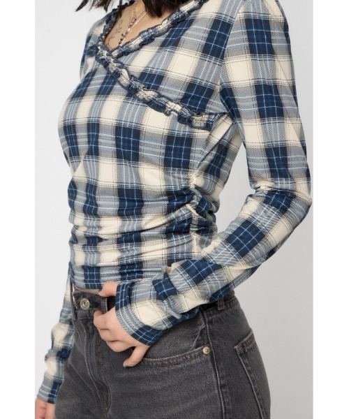 LAGUA GEM(ラグアジェム)の「FRILL COMPACT トップス(Tシャツ/カットソー・レディース・ブラック/ネイビー・FREE)」の13枚目の写真