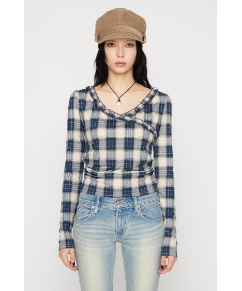 LAGUA GEM(ラグアジェム)の「FRILL COMPACT トップス(Tシャツ/カットソー・レディース・ブラック/ネイビー・FREE)」の7枚目の写真