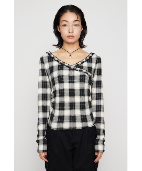 LAGUA GEM(ラグアジェム)の「FRILL COMPACT トップス(Tシャツ/カットソー・レディース・ブラック/ネイビー・FREE)」の3枚目の写真