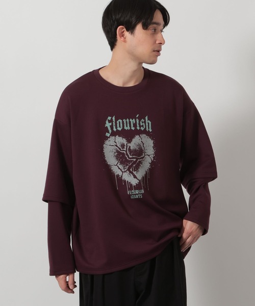 LAKOLE(ラコレ)の「フェイクレイヤードロンT / 639819(Tシャツ/カットソー・メンズ・ブラック/ホワイト/ボルドー・LARGE/MEDIUM)」の3枚目の写真