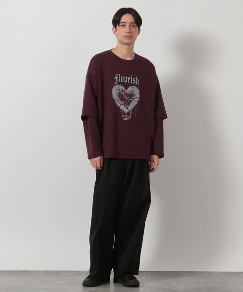 LAKOLE(ラコレ)の「フェイクレイヤードロンT / 639819(Tシャツ/カットソー・メンズ・ブラック/ホワイト/ボルドー・LARGE/MEDIUM)」の6枚目の写真