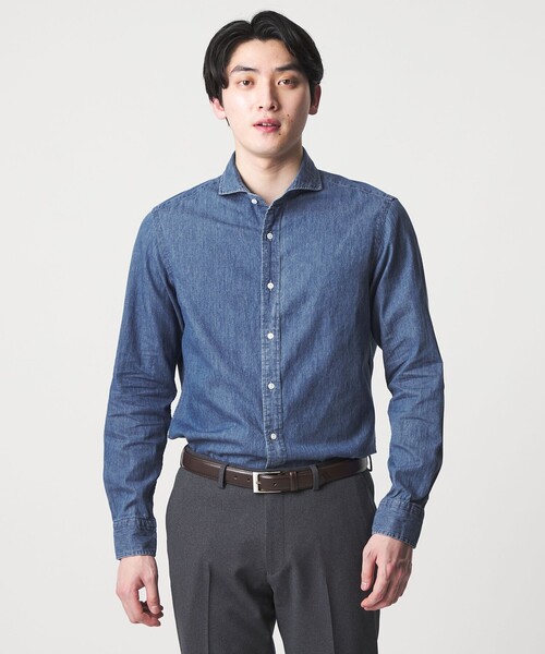A DAY IN THE LIFE UNITED ARROWS（アデイインザライフユナイテッドアローズ）の「インディゴ ツイル カッタウェイカラーシャツ＜A DAY IN THE LIFE＞（シャツ/ブラウス・メンズ・ロイヤルブルー/ブラック/コバルトブルー・XL/L/M/S）」の2枚目の写真