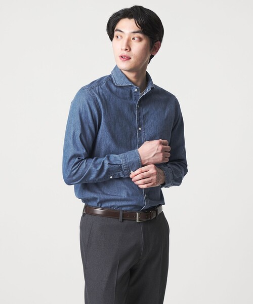 A DAY IN THE LIFE UNITED ARROWS（アデイインザライフユナイテッドアローズ）の「インディゴ ツイル カッタウェイカラーシャツ＜A DAY IN THE LIFE＞（シャツ/ブラウス・メンズ・ロイヤルブルー/ブラック/コバルトブルー・XL/L/M/S）」の4枚目の写真