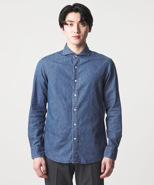 A DAY IN THE LIFE UNITED ARROWS（アデイインザライフユナイテッドアローズ）の「インディゴ ツイル カッタウェイカラーシャツ＜A DAY IN THE LIFE＞（シャツ/ブラウス・メンズ・ロイヤルブルー/ブラック/コバルトブルー・XL/L/M/S）」の5枚目の写真