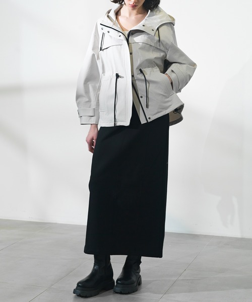 CITY TOKYO（シティトウキョウ）の「【CITY TOKYO/シティートウキョウ】シルケット裏毛ナロースカート（スカート・レディース・グレー/ブラック・2/1）」の2枚目の写真