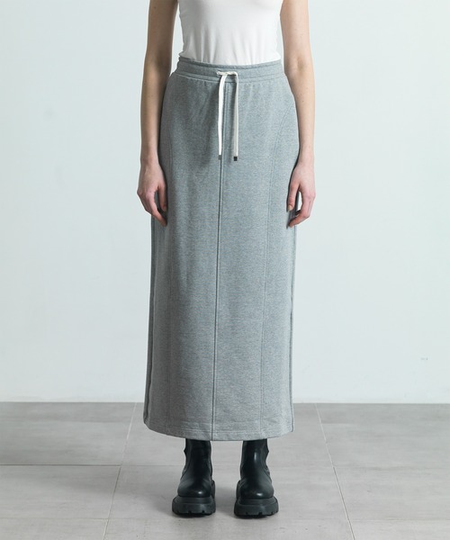 CITY TOKYO（シティトウキョウ）の「【CITY TOKYO/シティートウキョウ】シルケット裏毛ナロースカート（スカート・レディース・グレー/ブラック・2/1）」の4枚目の写真