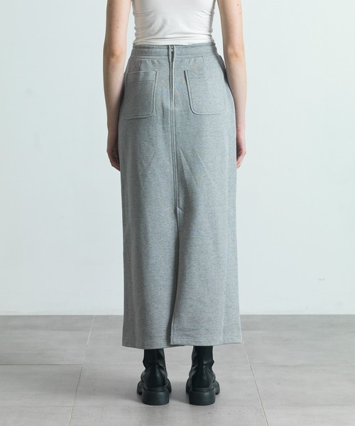 CITY TOKYO（シティトウキョウ）の「【CITY TOKYO/シティートウキョウ】シルケット裏毛ナロースカート（スカート・レディース・グレー/ブラック・2/1）」の6枚目の写真