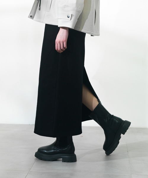 CITY TOKYO（シティトウキョウ）の「【CITY TOKYO/シティートウキョウ】シルケット裏毛ナロースカート（スカート・レディース・グレー/ブラック・2/1）」の10枚目の写真