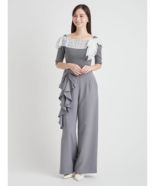 CELFORD(セルフォード)の「【洗える】リボンワイドパンツ(その他パンツ・レディース・アイボリー/グレー/インディゴブルー・36/38)」の6枚目の写真