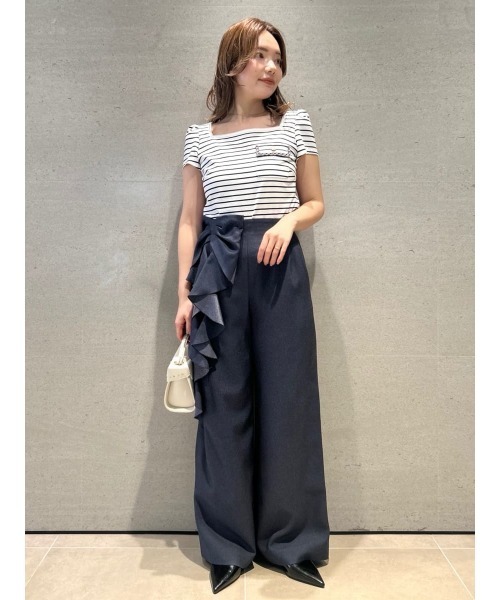 CELFORD(セルフォード)の「【洗える】リボンワイドパンツ(その他パンツ・レディース・アイボリー/グレー/インディゴブルー・36/38)」の3枚目の写真