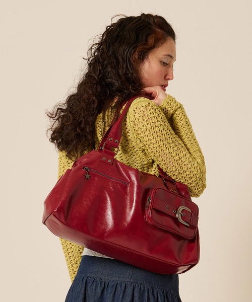 TINA:JOJUN(ティーナジョジュン)の「ボックスシルエット バッグ TINA:JOJUN(ハンドバッグ・レディース・カーキ/レッド・F)」の5枚目の写真