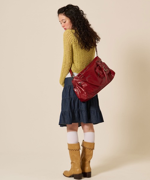 TINA:JOJUN(ティーナジョジュン)の「ボックスシルエット バッグ TINA:JOJUN(ハンドバッグ・レディース・カーキ/レッド・F)」の9枚目の写真