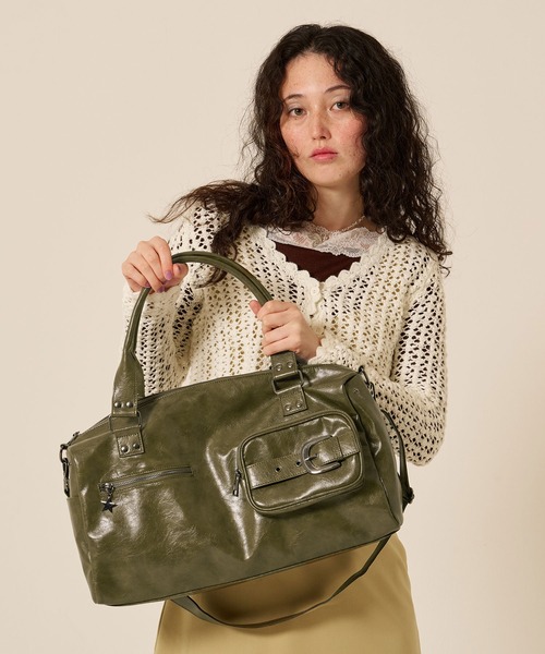 TINA:JOJUN(ティーナジョジュン)の「ボックスシルエット バッグ TINA:JOJUN(ハンドバッグ・レディース・カーキ/レッド・F)」の10枚目の写真