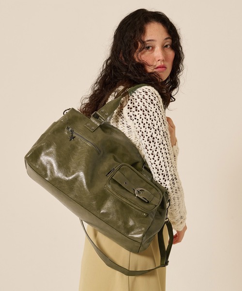 TINA:JOJUN(ティーナジョジュン)の「ボックスシルエット バッグ TINA:JOJUN(ハンドバッグ・レディース・カーキ/レッド・F)」の11枚目の写真