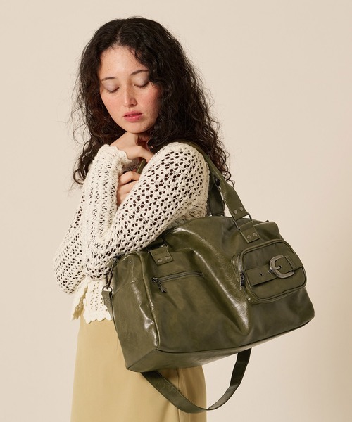 TINA:JOJUN(ティーナジョジュン)の「ボックスシルエット バッグ TINA:JOJUN(ハンドバッグ・レディース・カーキ/レッド・F)」の12枚目の写真