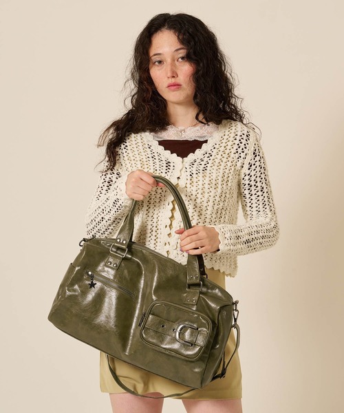 TINA:JOJUN(ティーナジョジュン)の「ボックスシルエット バッグ TINA:JOJUN(ハンドバッグ・レディース・カーキ/レッド・F)」の13枚目の写真