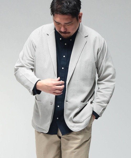 B&T CLUB(ビーティークラブ)の「ジャケット メンズ 大きいサイズ ランダムジャガード シングル テーラード B&T CLUB (ビーアンドティークラブ)(テーラードジャケット・メンズ・グレー/ネイビー・X1(3L~4L)/X2(4L~5L)/X3(6L~7L))」の7枚目の写真