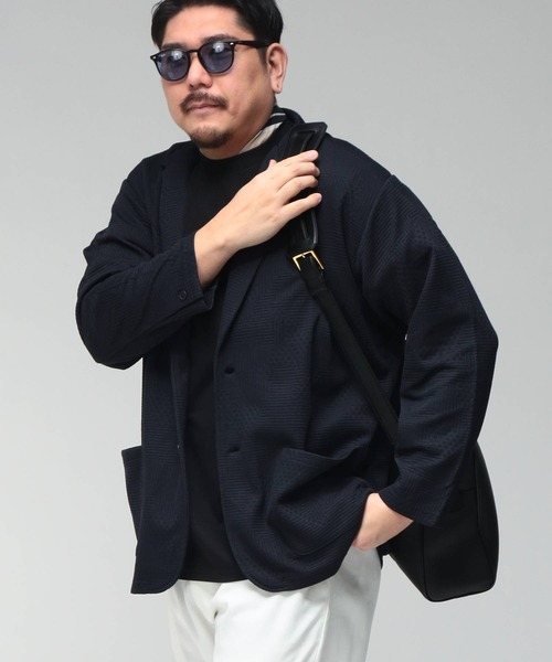 B&T CLUB(ビーティークラブ)の「ジャケット メンズ 大きいサイズ ランダムジャガード シングル テーラード B&T CLUB (ビーアンドティークラブ)(テーラードジャケット・メンズ・グレー/ネイビー・X1(3L~4L)/X2(4L~5L)/X3(6L~7L))」の9枚目の写真