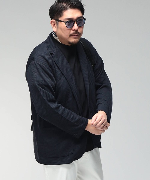 B&T CLUB(ビーティークラブ)の「ジャケット メンズ 大きいサイズ ランダムジャガード シングル テーラード B&T CLUB (ビーアンドティークラブ)(テーラードジャケット・メンズ・グレー/ネイビー・X1(3L~4L)/X2(4L~5L)/X3(6L~7L))」の13枚目の写真