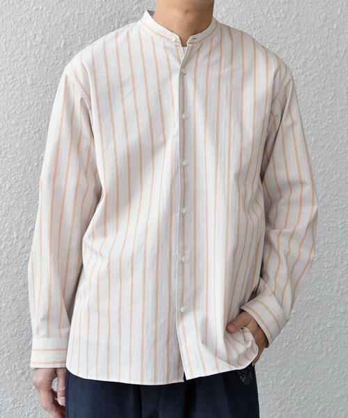 SHIPS any（シップス エニィ）の「SHIPS any:〈洗濯機可能〉コットン/リネン ストライプ バンドカラー シャツ 26SS◇（シャツ/ブラウス・メンズ・レッド/イエロー/ネイビー/ホワイト/ライトブルー・SMALL/X-LARGE/LARGE/MEDIUM）」の13枚目の写真