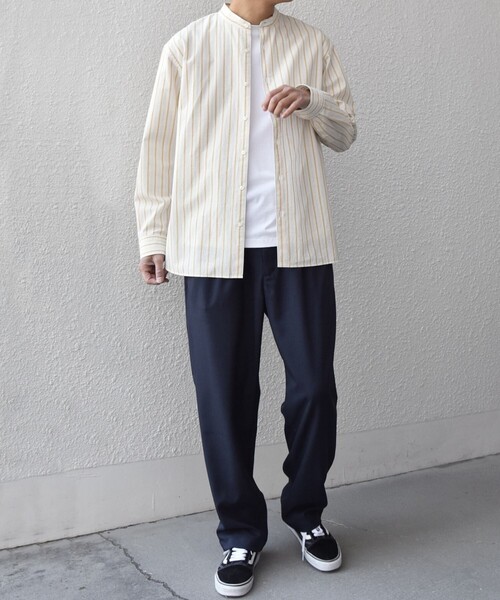 SHIPS any（シップス エニィ）の「SHIPS any:〈洗濯機可能〉コットン/リネン ストライプ バンドカラー シャツ 26SS◇（シャツ/ブラウス・メンズ・レッド/イエロー/ネイビー/ホワイト/ライトブルー・SMALL/X-LARGE/LARGE/MEDIUM）」の16枚目の写真