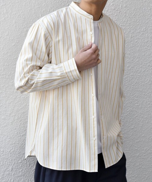 SHIPS any（シップス エニィ）の「SHIPS any:〈洗濯機可能〉コットン/リネン ストライプ バンドカラー シャツ 26SS◇（シャツ/ブラウス・メンズ・レッド/イエロー/ネイビー/ホワイト/ライトブルー・SMALL/X-LARGE/LARGE/MEDIUM）」の20枚目の写真