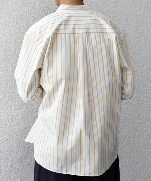 SHIPS any（シップス エニィ）の「SHIPS any:〈洗濯機可能〉コットン/リネン ストライプ バンドカラー シャツ 26SS◇（シャツ/ブラウス・メンズ・レッド/イエロー/ネイビー/ホワイト/ライトブルー・SMALL/X-LARGE/LARGE/MEDIUM）」の21枚目の写真