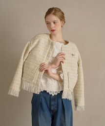 cle blatt（クレブラット）の「マカロンツィードノーカラージャケット（ノーカラージャケット）」