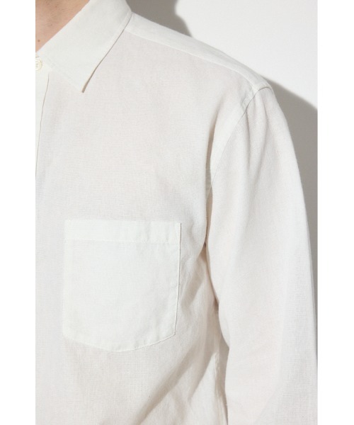 AZUL by moussy(アズールバイマウジー)の「【吸湿速乾、接触冷感】フレンチリネンCOOLMAXストライプシャツ 春服 夏服 秋服 羽織 冷房対策(シャツ/ブラウス・メンズ・ピンク系その他/グレー系その他/サックスブルー/ホワイト・MEDIUM/LARGE/X-LARGE)」の19枚目の写真