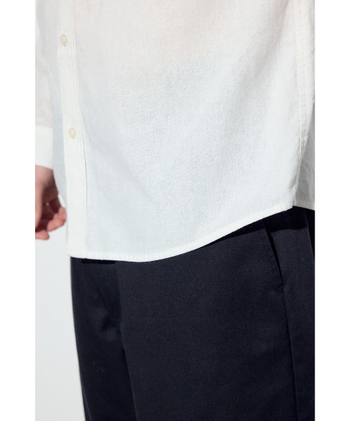 AZUL by moussy(アズールバイマウジー)の「【吸湿速乾、接触冷感】フレンチリネンCOOLMAXストライプシャツ 春服 夏服 秋服 羽織 冷房対策(シャツ/ブラウス・メンズ・ピンク系その他/グレー系その他/サックスブルー/ホワイト・MEDIUM/LARGE/X-LARGE)」の21枚目の写真