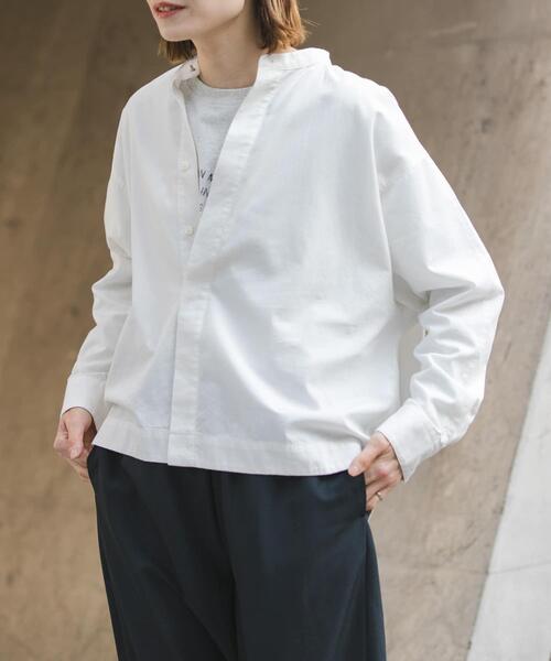 FORK&SPOON（フォークアンドスプーン）の「FORK&SPOON　ギボシコクーンロングスリーブシャツ（シャツ/ブラウス・レディース・ブルー系その他/ブラック系その他/オフホワイト・1）」の2枚目の写真