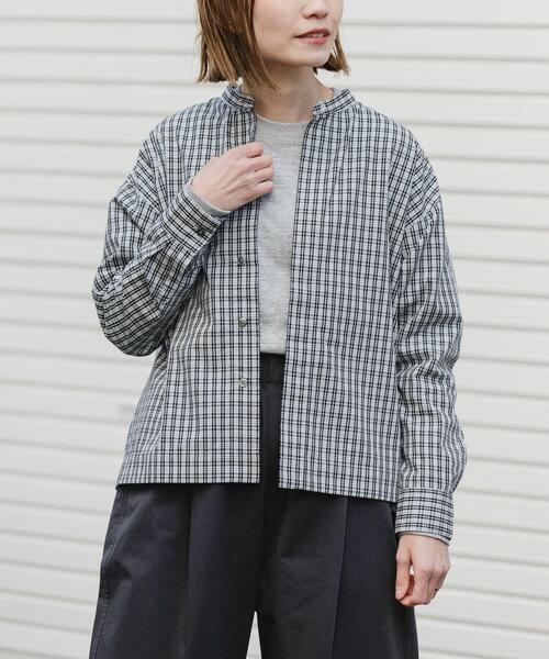 FORK&SPOON（フォークアンドスプーン）の「FORK&SPOON　ギボシコクーンロングスリーブシャツ（シャツ/ブラウス・レディース・ブルー系その他/ブラック系その他/オフホワイト・1）」の9枚目の写真