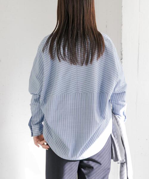 FORK&SPOON（フォークアンドスプーン）の「FORK&SPOON　ギボシコクーンロングスリーブシャツ（シャツ/ブラウス・レディース・ブルー系その他/ブラック系その他/オフホワイト・1）」の21枚目の写真