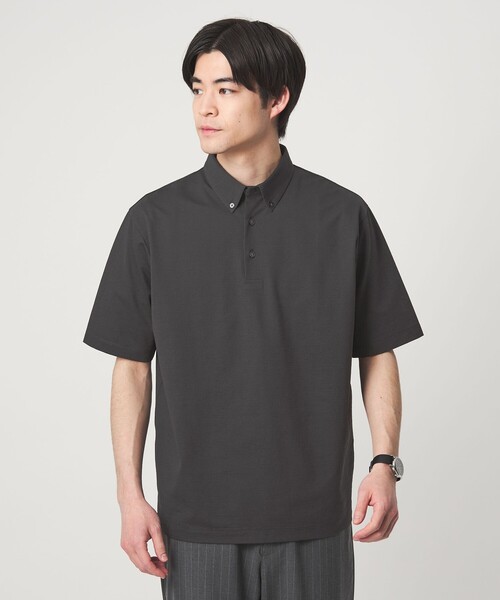 green label relaxing（グリーンレーベルリラクシング）の「ドライ サッカー ボタンダウン 半袖 ポロシャツ -吸水速乾-（ポロシャツ・メンズ・ダークグレー/ライトグレー/ネイビー・M/S/XXL/XL/L）」の2枚目の写真