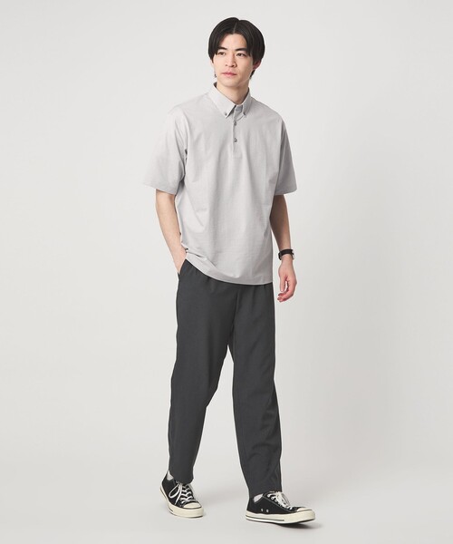 green label relaxing（グリーンレーベルリラクシング）の「ドライ サッカー ボタンダウン 半袖 ポロシャツ -吸水速乾-（ポロシャツ・メンズ・ダークグレー/ライトグレー/ネイビー・M/S/XXL/XL/L）」の4枚目の写真