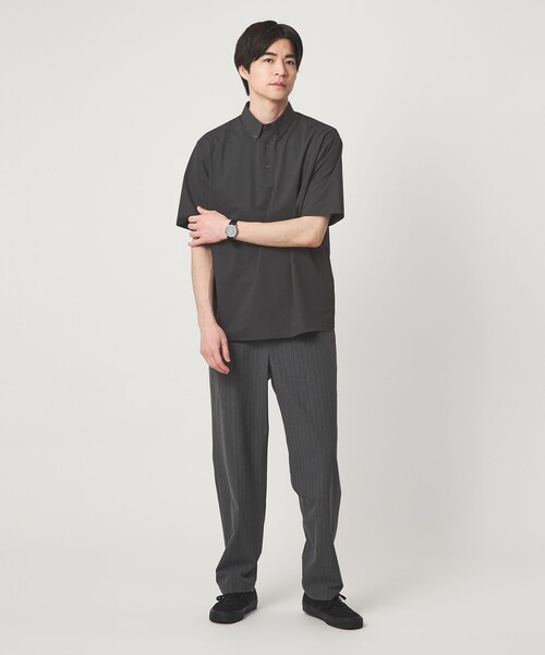 green label relaxing（グリーンレーベルリラクシング）の「ドライ サッカー ボタンダウン 半袖 ポロシャツ -吸水速乾-（ポロシャツ・メンズ・ダークグレー/ライトグレー/ネイビー・M/S/XXL/XL/L）」の5枚目の写真