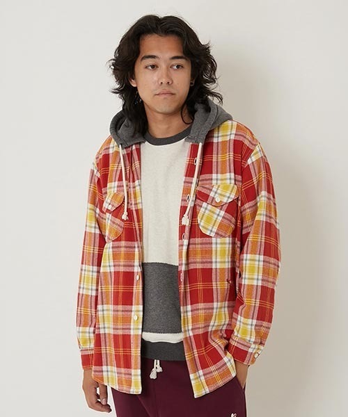 HOLLYWOOD RANCH MARKET（ハリウッドランチマーケット）の「スプリングネルチェック ワークシャツ（シャツ/ブラウス・メンズ・レッド/グリーン/ブラック・M/L/XL/S）」の13枚目の写真