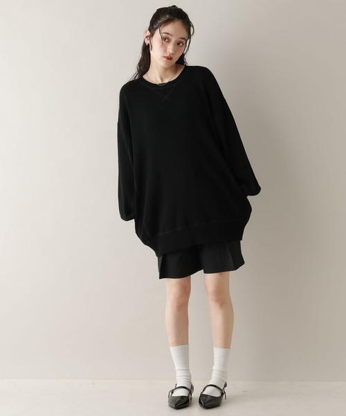 RAGEBLUE(レイジブルー)の「スウェットライクルーズニットチュニック(Tシャツ/カットソー・レディース・ブラック/グレー・FREE)」の3枚目の写真