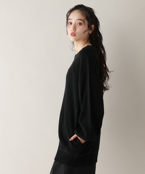 RAGEBLUE(レイジブルー)の「スウェットライクルーズニットチュニック(Tシャツ/カットソー・レディース・ブラック/グレー・FREE)」の6枚目の写真
