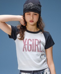 RHINESTONE VERTICAL LOGO RAGLAN S/S BABY TEE