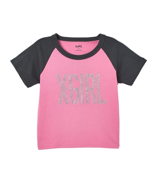 RHINESTONE VERTICAL LOGO RAGLAN S/S BABY TEE（Tシャツ/カットソー